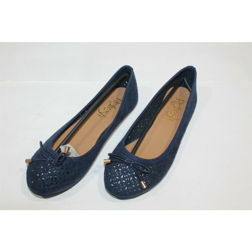 Refresh Women's Shoes Slip On Blue Flats with Bow Closed Toes Size 6
